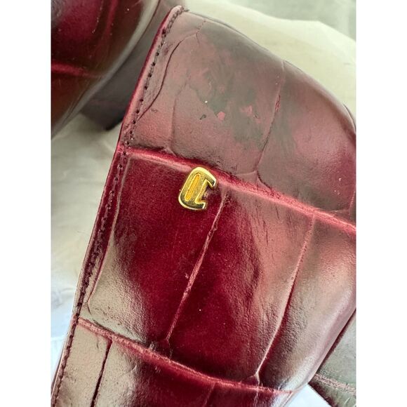 Etienne Aigner Burgundy Croc-Embossed Heels, Classic Vintage Style - Picture 12 of 12